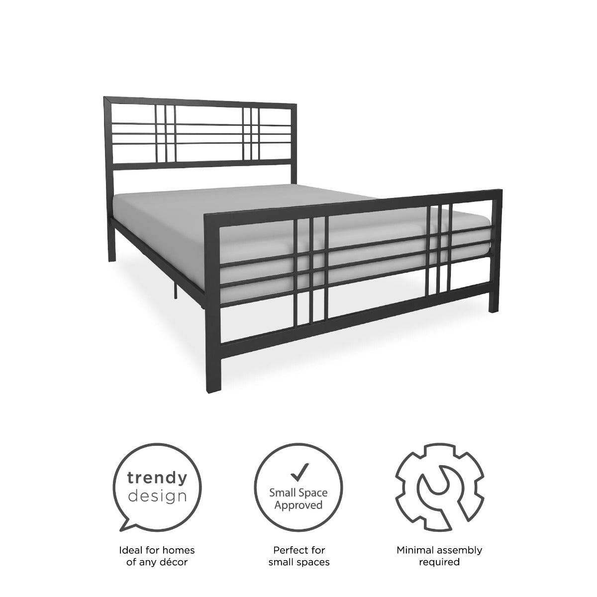 Burbank Metal UK Double Bed in Black by Dorel - Price Crash Furniture