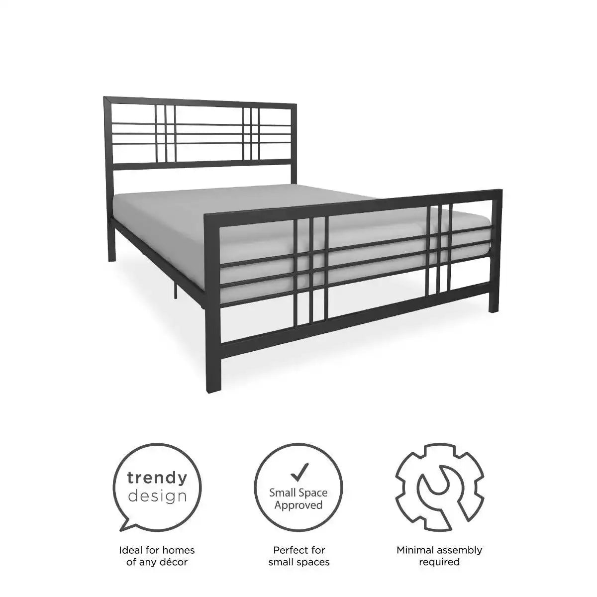 Burbank Metal UK King Size Bed in Black by Dorel - Price Crash Furniture