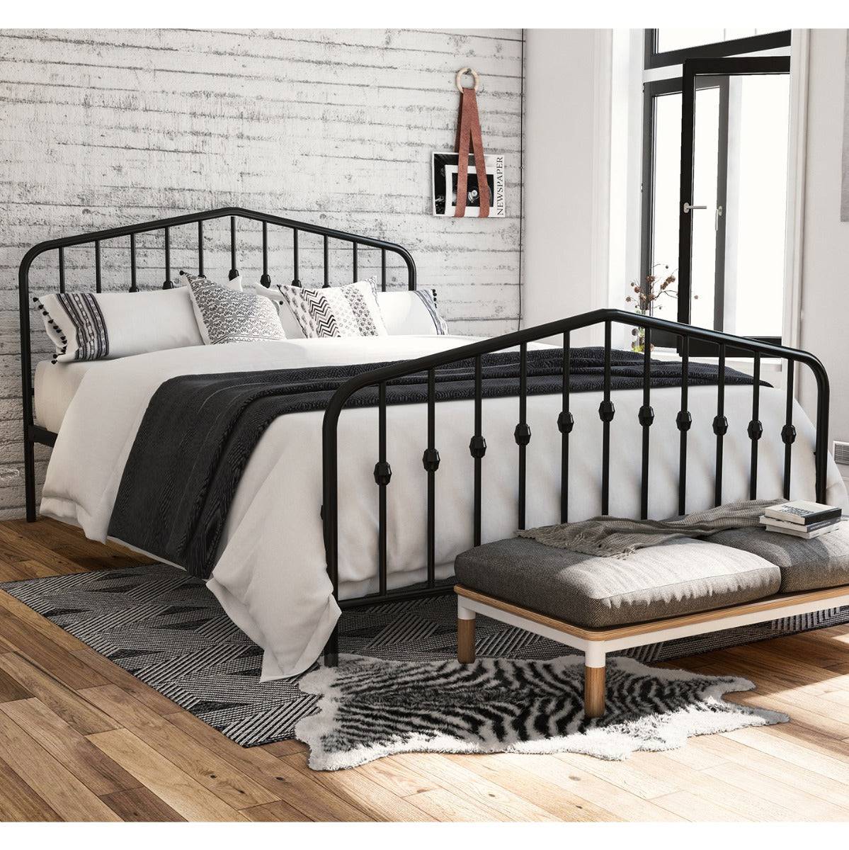 Bushwick Double Bed in Black Metal by Dorel - Price Crash Furniture