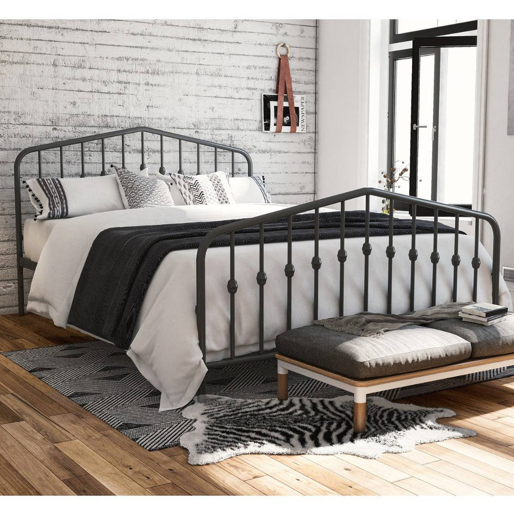 Bushwick Double Bed in Grey Metal by Dorel - Price Crash Furniture