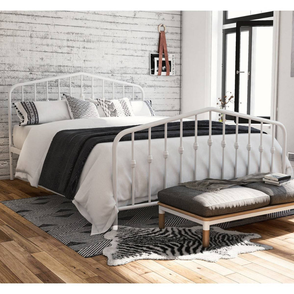Bushwick Double Bed in White Metal by Dorel - Price Crash Furniture