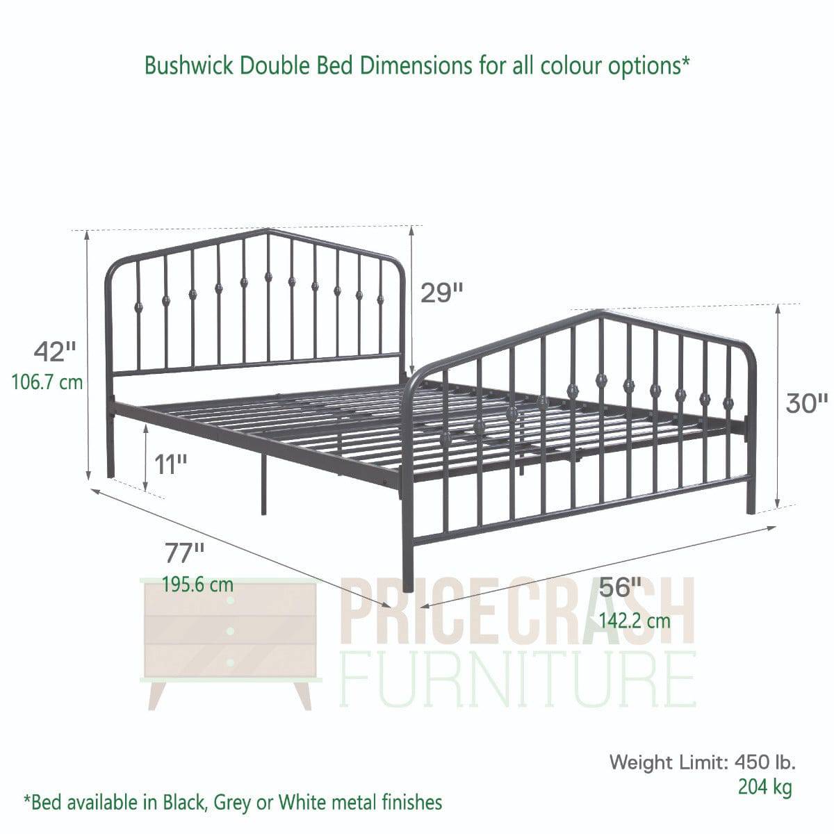 Bushwick Double Bed in White Metal by Dorel - Price Crash Furniture