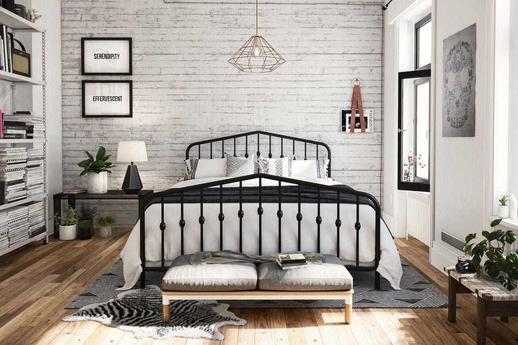Bushwick King Bed in Black Metal by Dorel - Price Crash Furniture