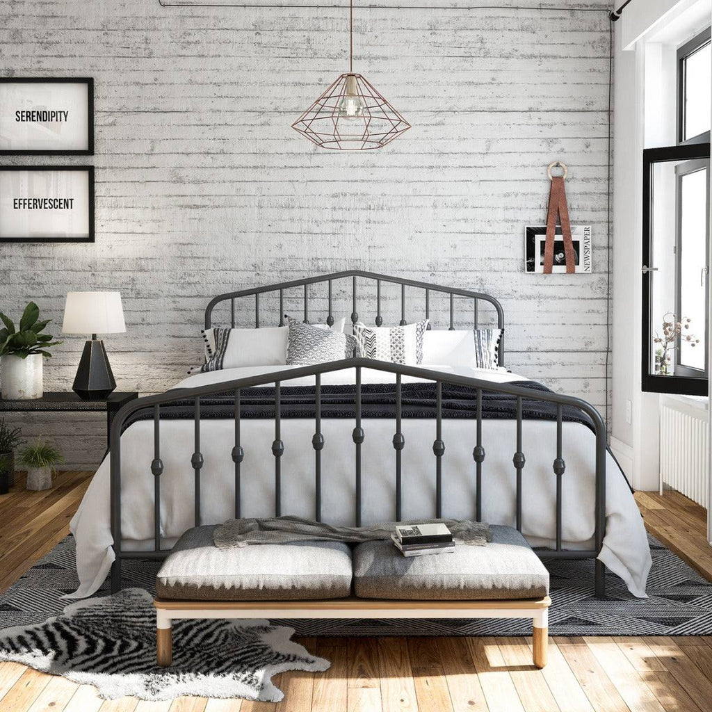Bushwick King Bed in Grey Metal by Dorel - Price Crash Furniture