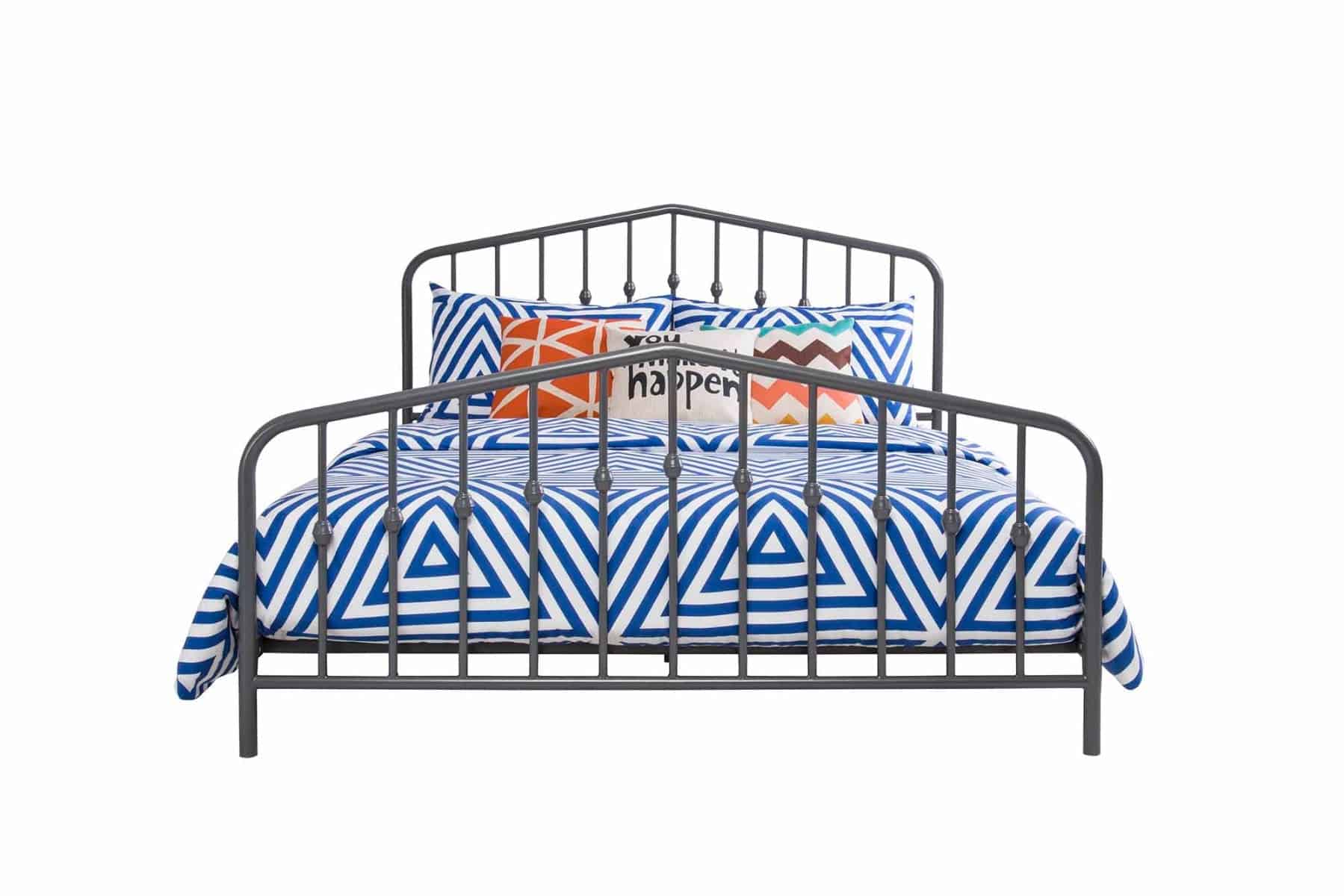 Bushwick King Bed in Grey Metal by Dorel - Price Crash Furniture