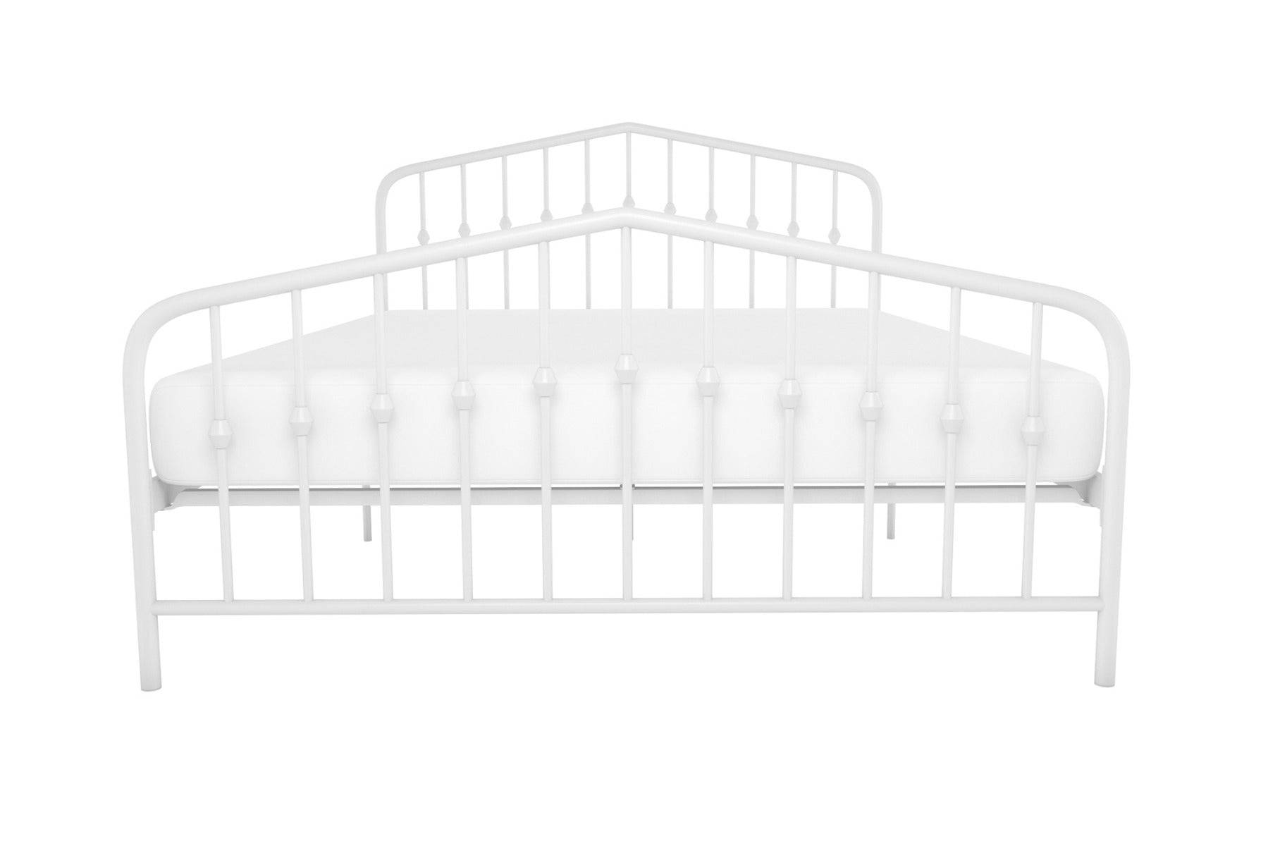 Bushwick King Bed in White Metal by Dorel - Price Crash Furniture