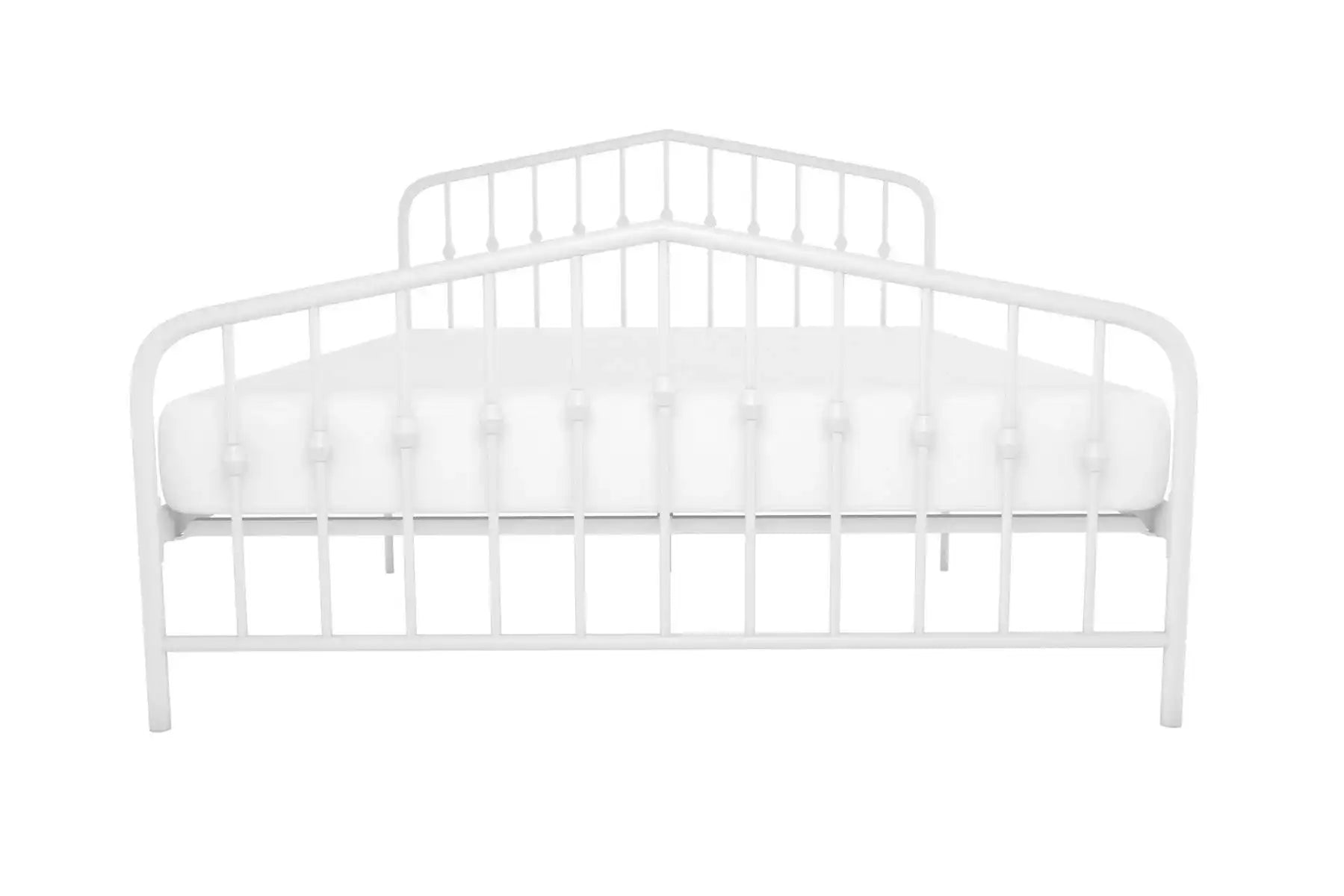 Bushwick King Bed in White Metal by Dorel - Price Crash Furniture
