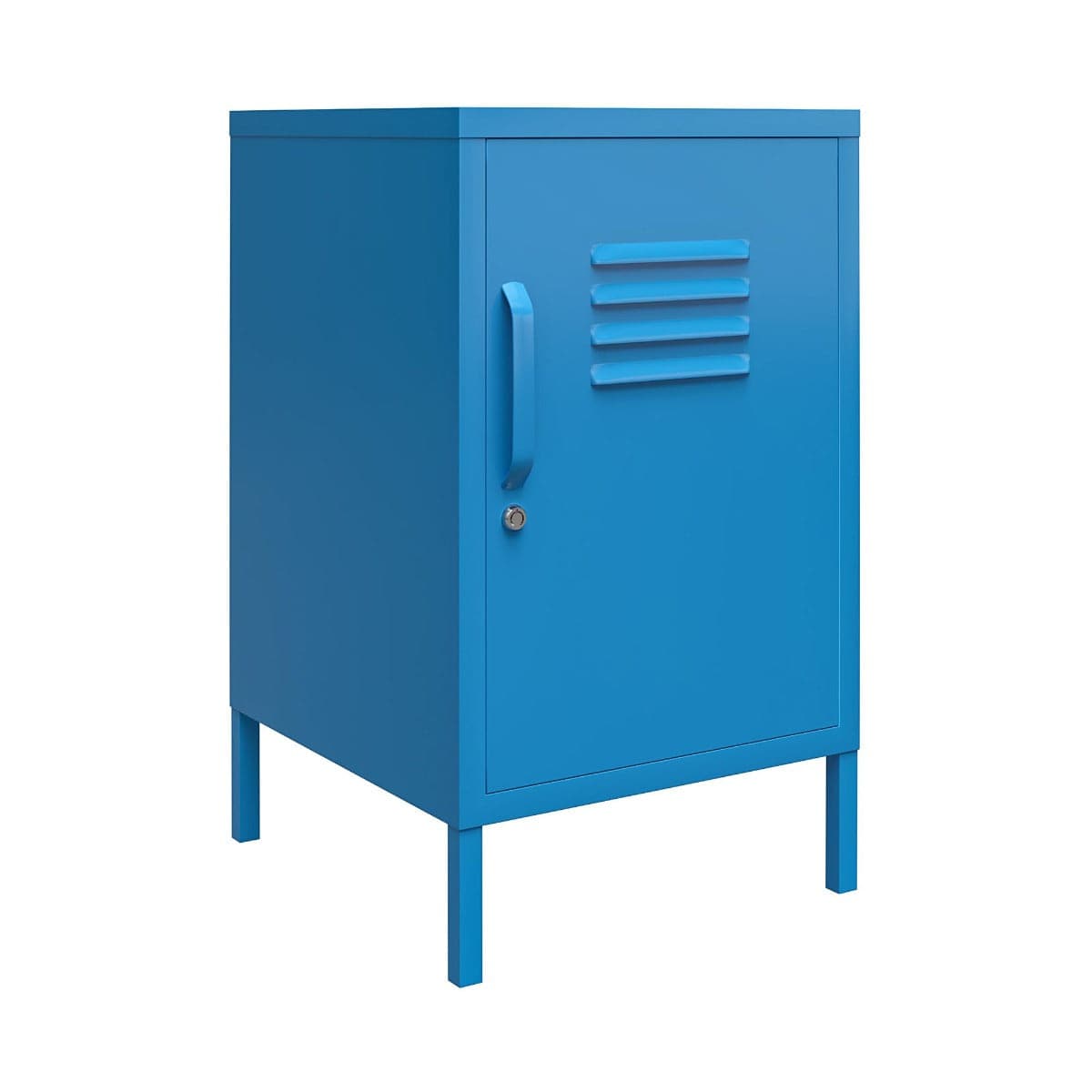 Cache 2 Door Metal Locker End Table in Blue by Dorel Novogratz - Price Crash Furniture