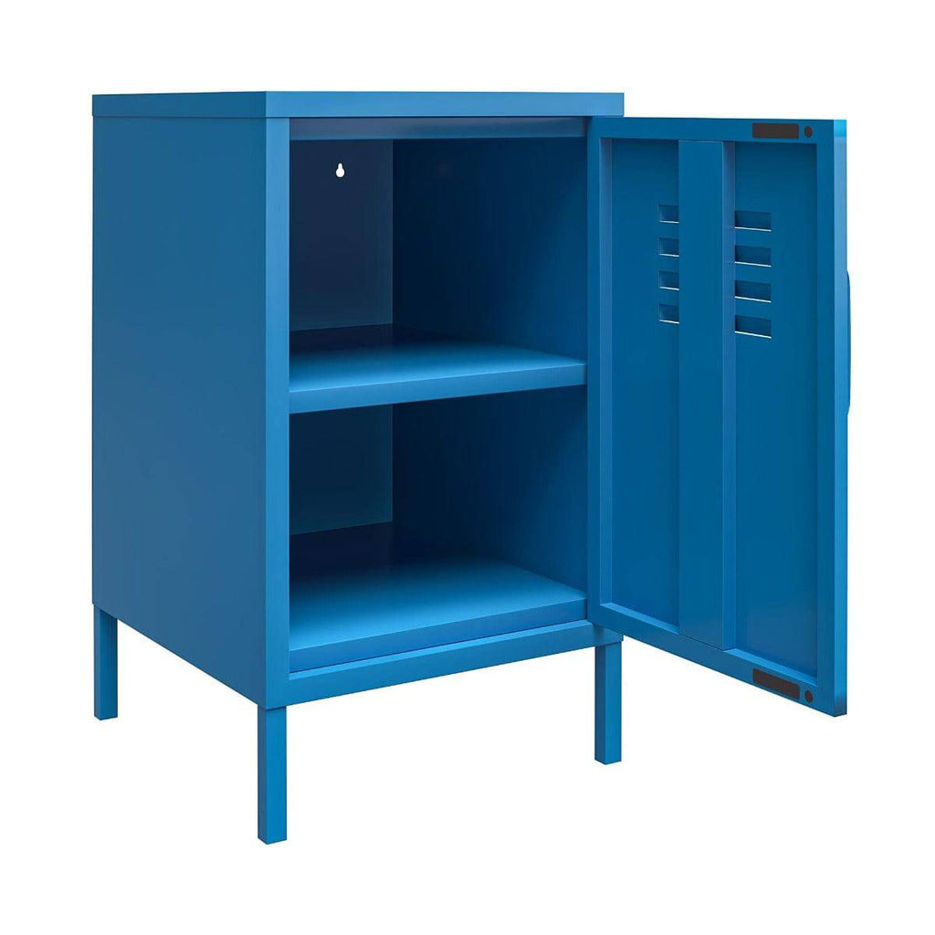Cache 2 Door Metal Locker End Table in Blue by Dorel Novogratz - Price Crash Furniture