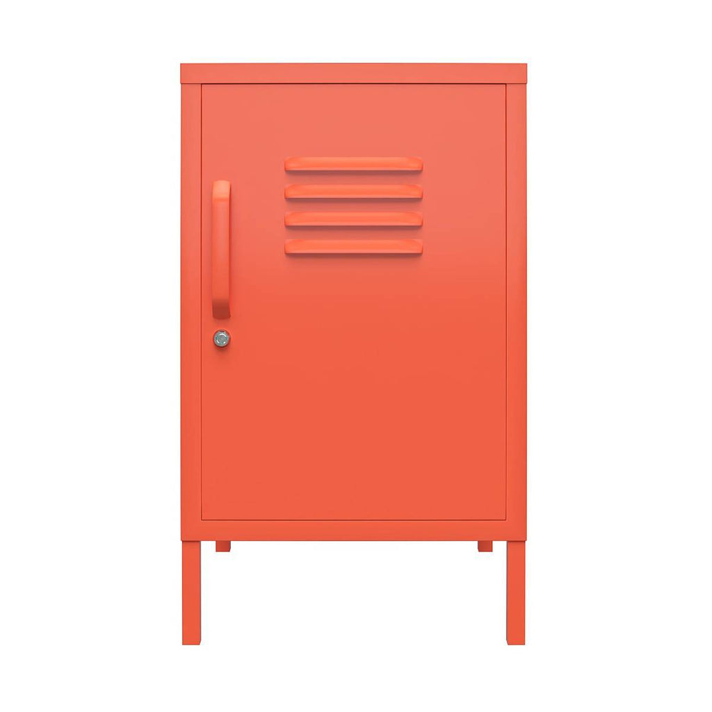 Cache 2 Door Metal Locker End Table in Orange by Dorel Novogratz - Price Crash Furniture