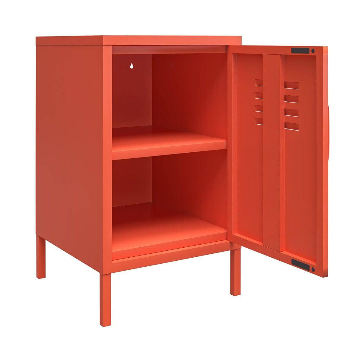 Cache 2 Door Metal Locker End Table in Orange by Dorel Novogratz - Price Crash Furniture