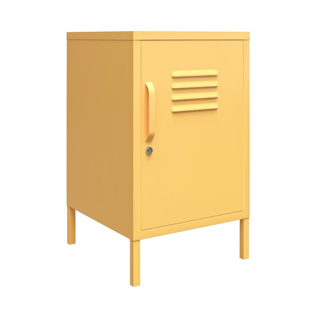 Cache 2 Door Metal Locker End Table in Yellow by Dorel Novogratz - Price Crash Furniture