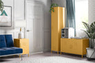 Cache 2 Door Metal Locker End Table in Yellow by Dorel Novogratz - Price Crash Furniture