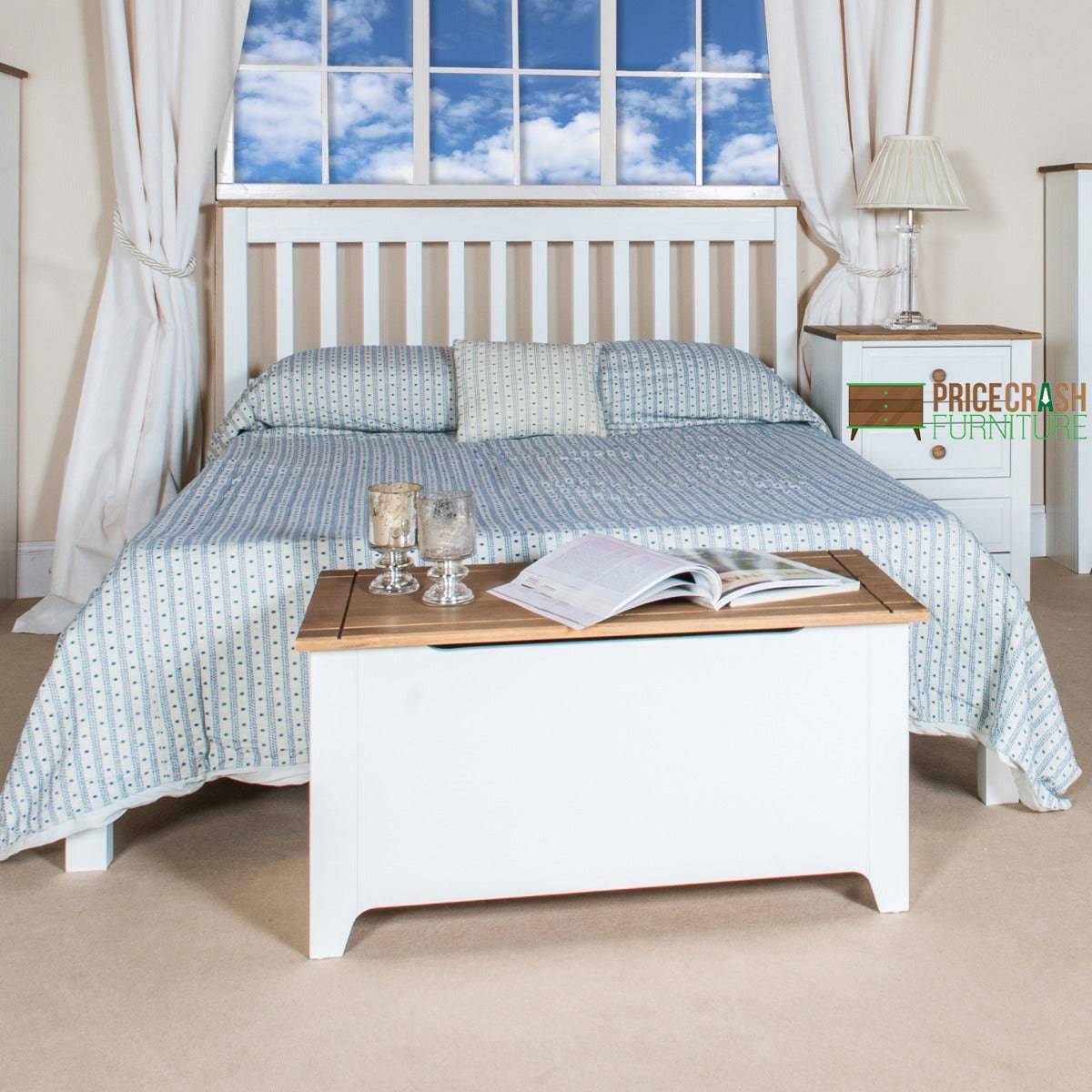 Capri Corona 4'6" Slatted Lowend Double Bed Frame in White - Price Crash Furniture