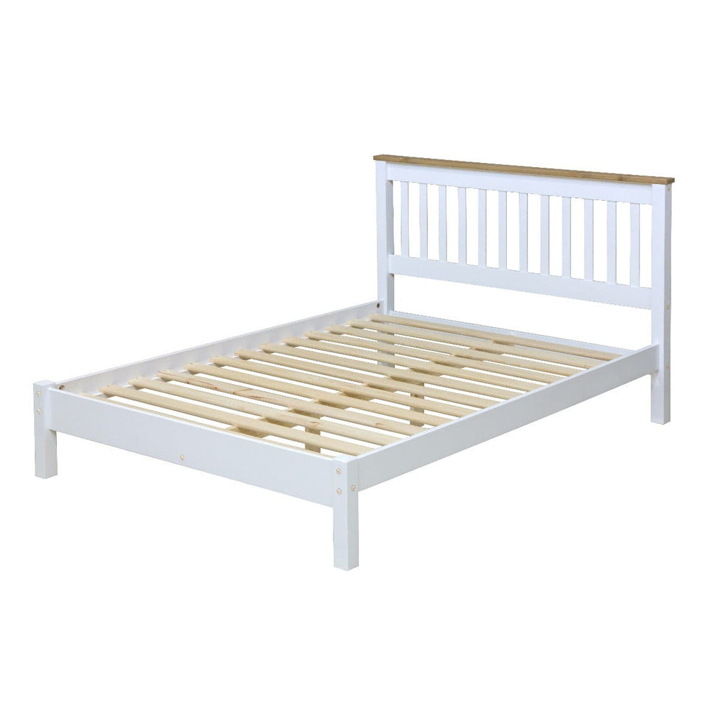 Capri Corona 4'6" Slatted Lowend Double Bed Frame in White - Price Crash Furniture