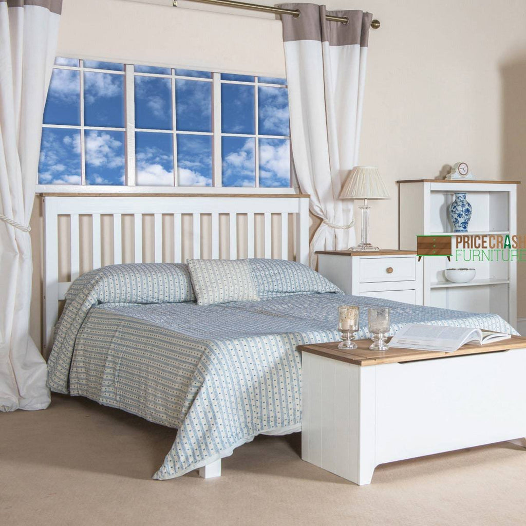 Capri Corona 4'6" Slatted Lowend Double Bed Frame in White - Price Crash Furniture