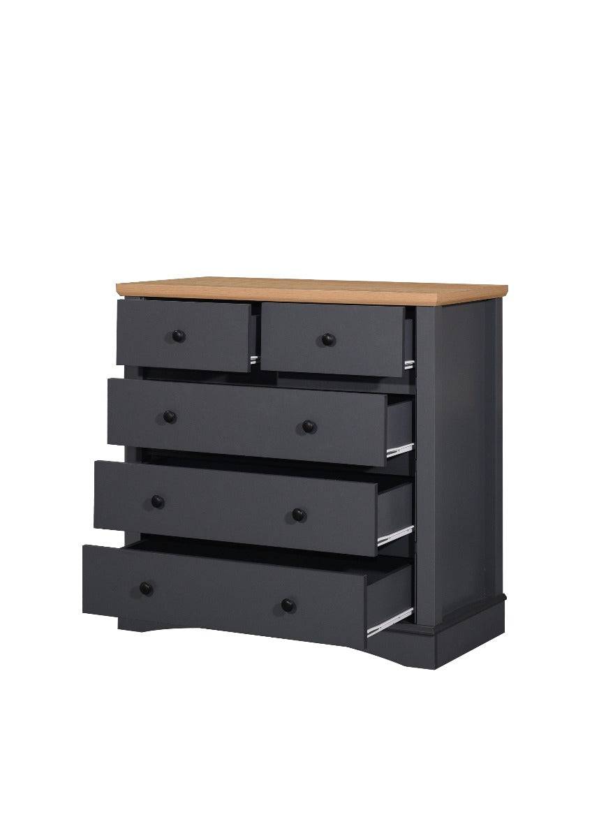 Carden 5 Drawer Chest of Drawers in Grey by TAD - Price Crash Furniture