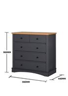 Carden 5 Drawer Chest of Drawers in Grey by TAD - Price Crash Furniture