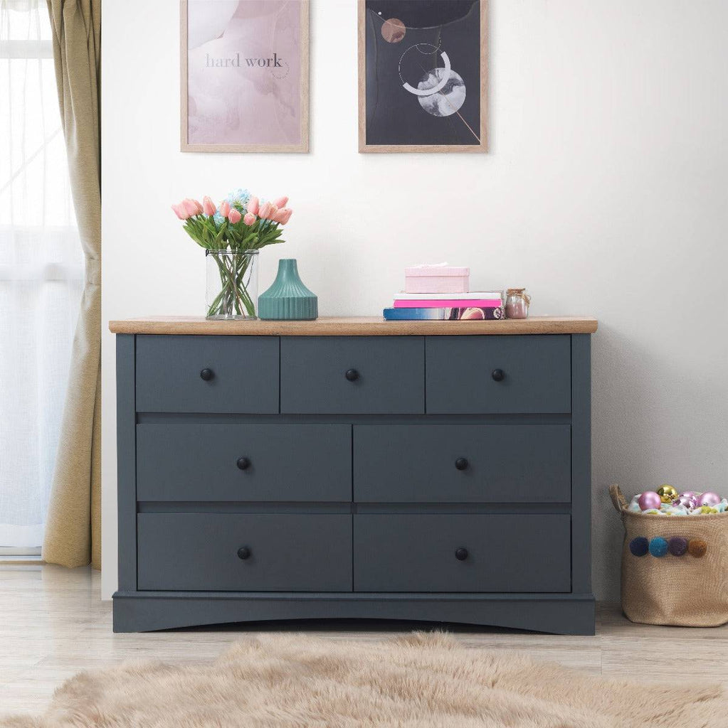 Carden 7 Drawer Chest of Drawers in Grey by TAD - Price Crash Furniture