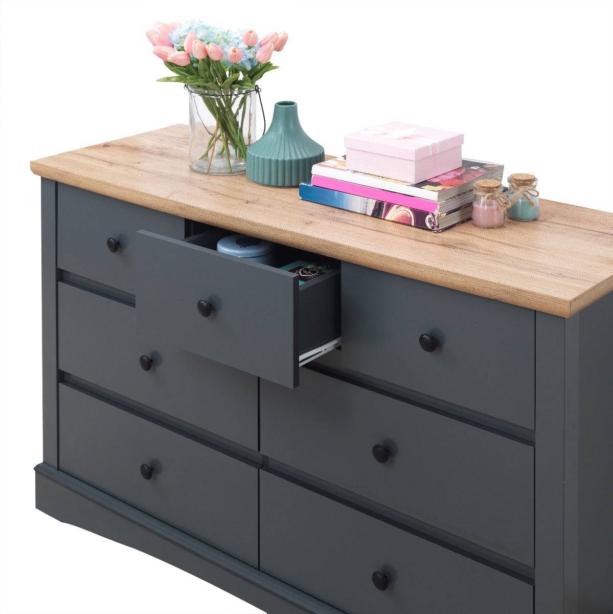 Carden 7 Drawer Chest of Drawers in Grey by TAD - Price Crash Furniture