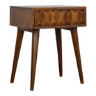 Carved Chestnut Bedside Table - Price Crash Furniture