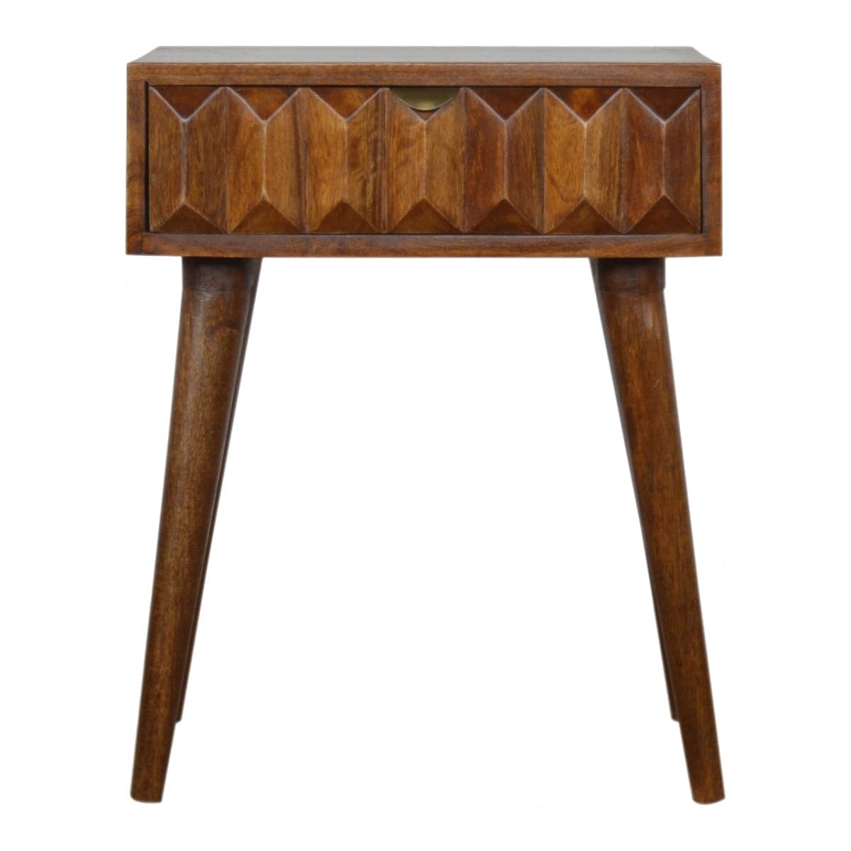 Carved Chestnut Bedside Table - Price Crash Furniture