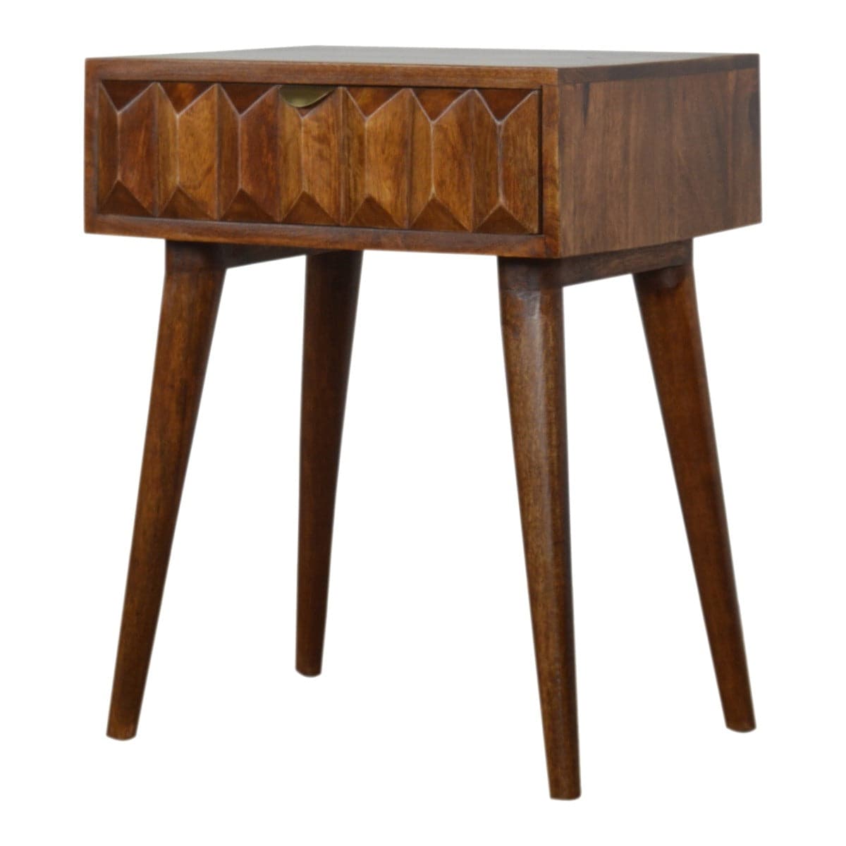 Carved Chestnut Bedside Table - Price Crash Furniture