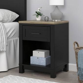 Carver Nightstand in Black and Weathered Oak by Dorel - Price Crash Furniture