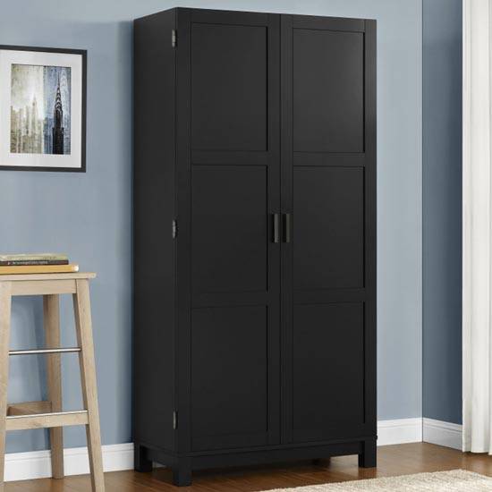 Carver Tall Storage Cabinet in Black and Weathered Oak by Dorel - Price Crash Furniture