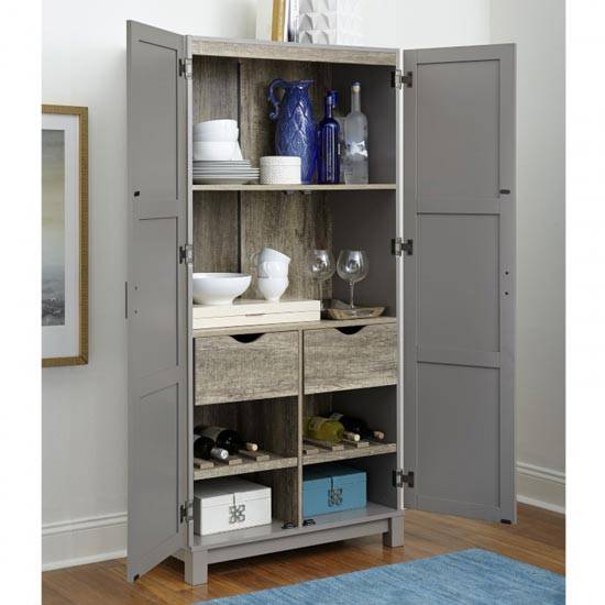 Carver Tall Storage Cabinet in Grey and Weathered Oak by Dorel - Price Crash Furniture
