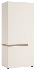 Chelsea Bedroom 2 Door Wardrobe in White Gloss with Oak Truffle Oak - Price Crash Furniture