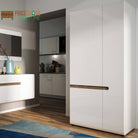 Chelsea Bedroom 2 Door Wardrobe in White Gloss with Oak Truffle Oak - Price Crash Furniture