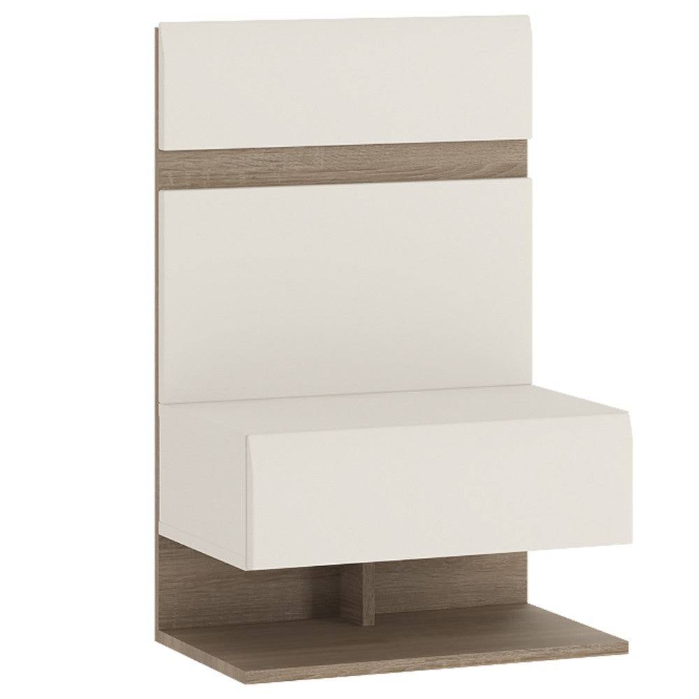 Chelsea Bedroom Bedside Extension For Bed In White Gloss With Oak Trim. - Price Crash Furniture