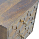 Chestnut Cube Carved Bedside Table - Price Crash Furniture