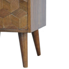 Chestnut Cube Carved Bedside Table - Price Crash Furniture