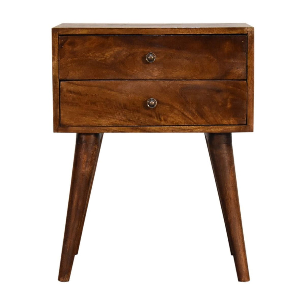Chestnut Modern Solid Wood Bedside Table Unit - Price Crash Furniture