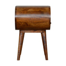 Circular 1 Drawer Bedside Table in Chestnut-Effect Solid Mango Wood - Price Crash Furniture