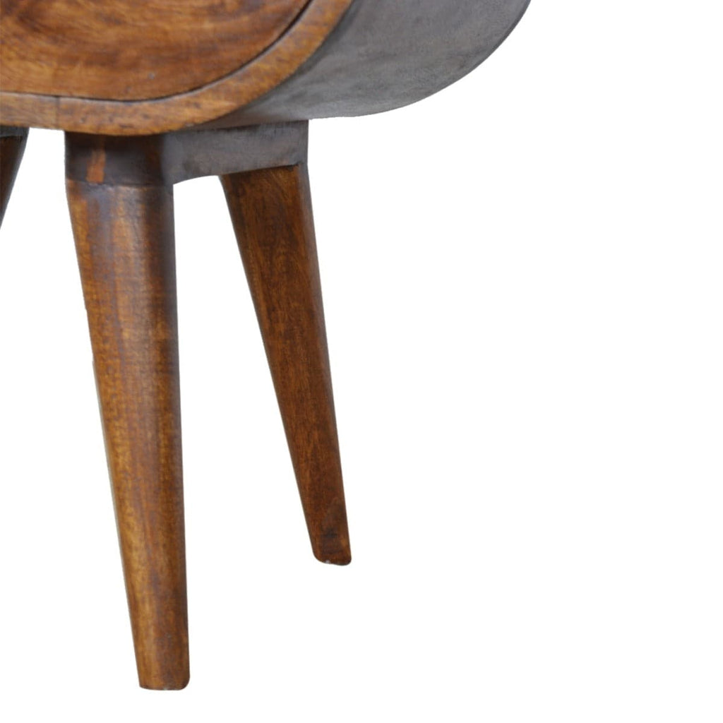 Circular 2 Drawer Bedside Table in Chestnut-effect Solid Mango Wood - Price Crash Furniture