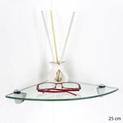 Clear Glass 250x250mm Corner Shelf Wall Kit by Core - Price Crash Furniture