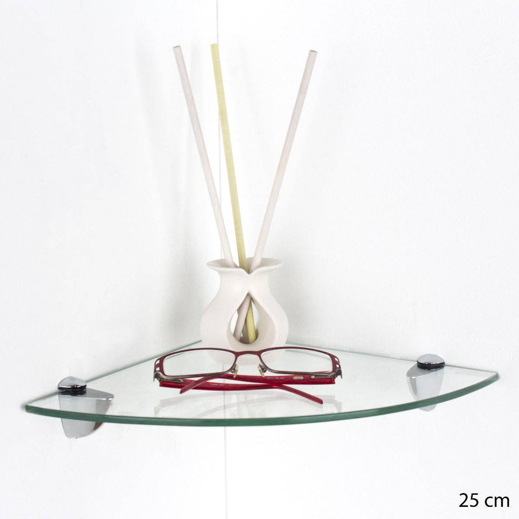 Clear Glass 250x250mm Corner Shelf Wall Kit by Core - Price Crash Furniture