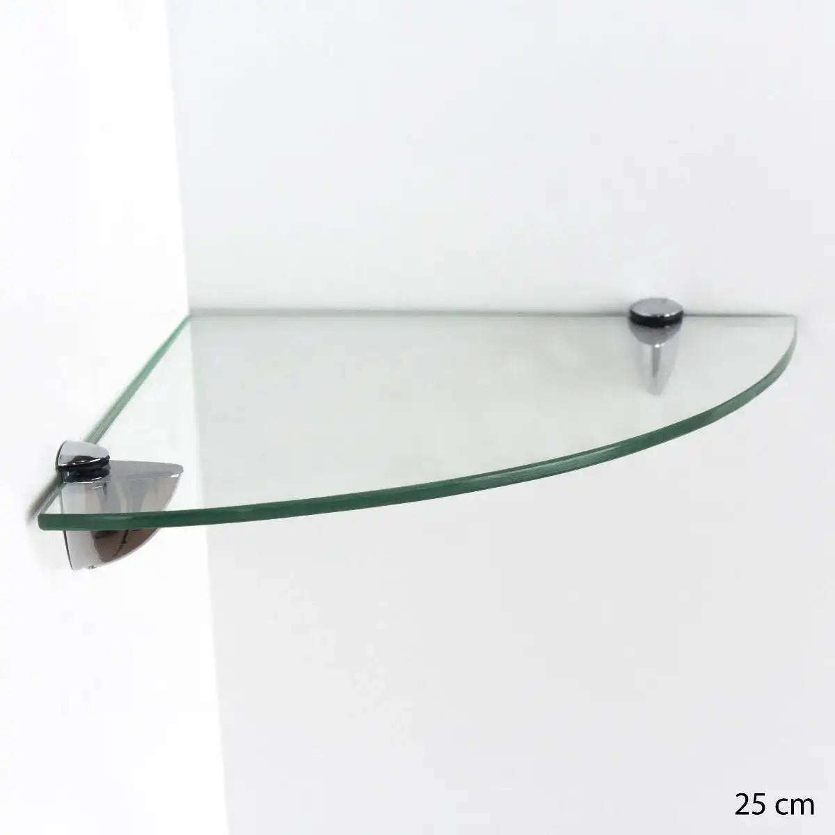 Clear Glass 250x250mm Corner Shelf Wall Kit by Core - Price Crash Furniture