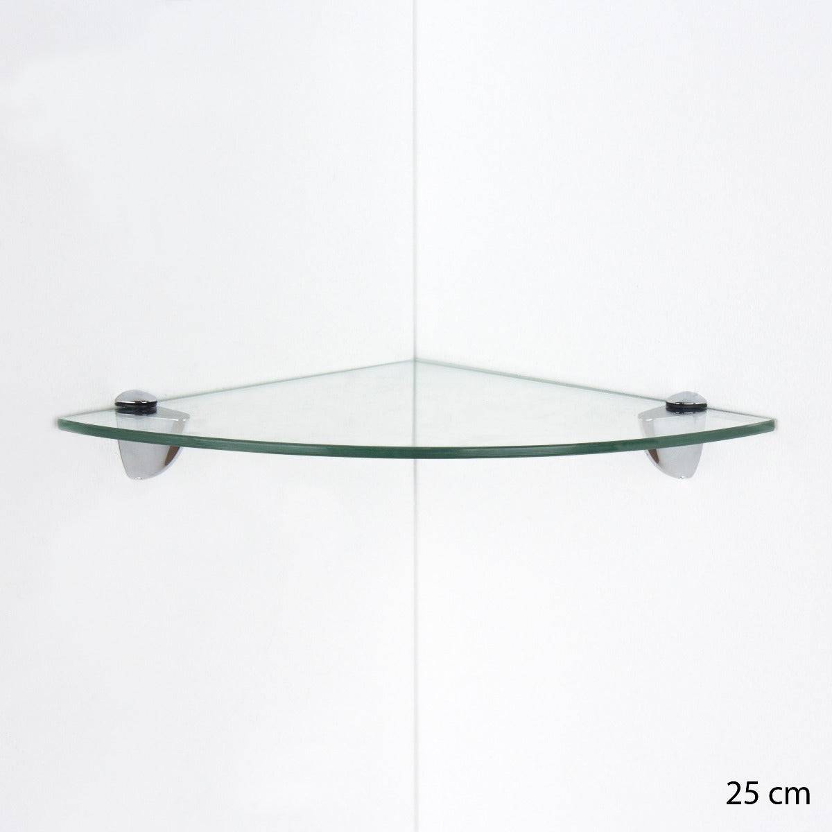 Clear Glass 250x250mm Corner Shelf Wall Kit by Core - Price Crash Furniture