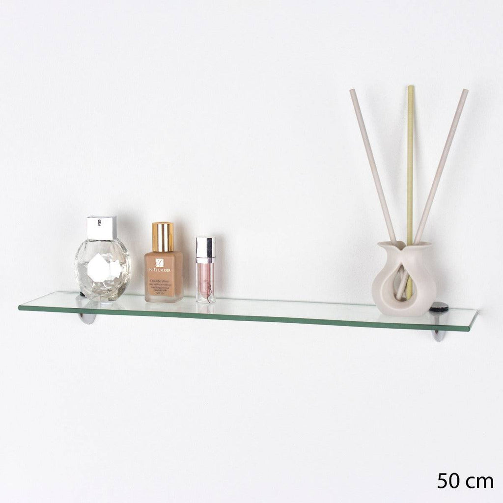Clear Glass 500x100mm Wall Shelf Kit by Core - Price Crash Furniture