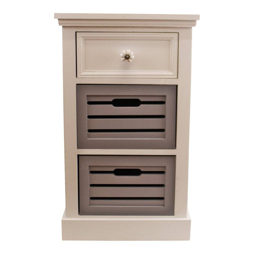 Contemporary Grey & White Chest Of Drawers, 3 Drawers - Price Crash Furniture