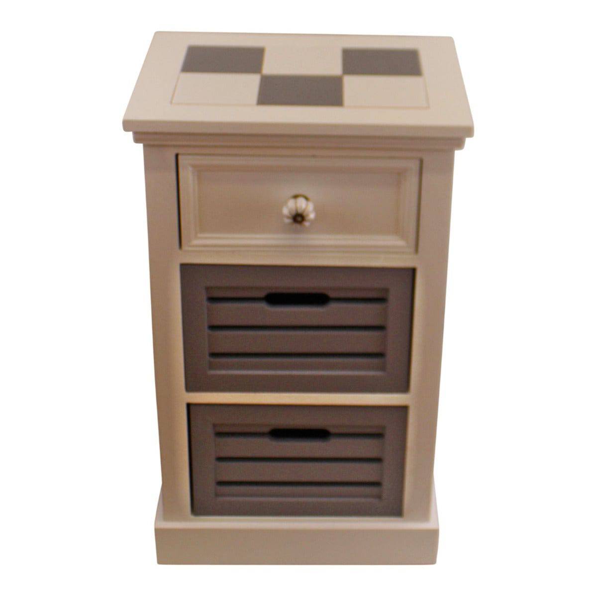 Contemporary Grey & White Chest Of Drawers, 3 Drawers - Price Crash Furniture