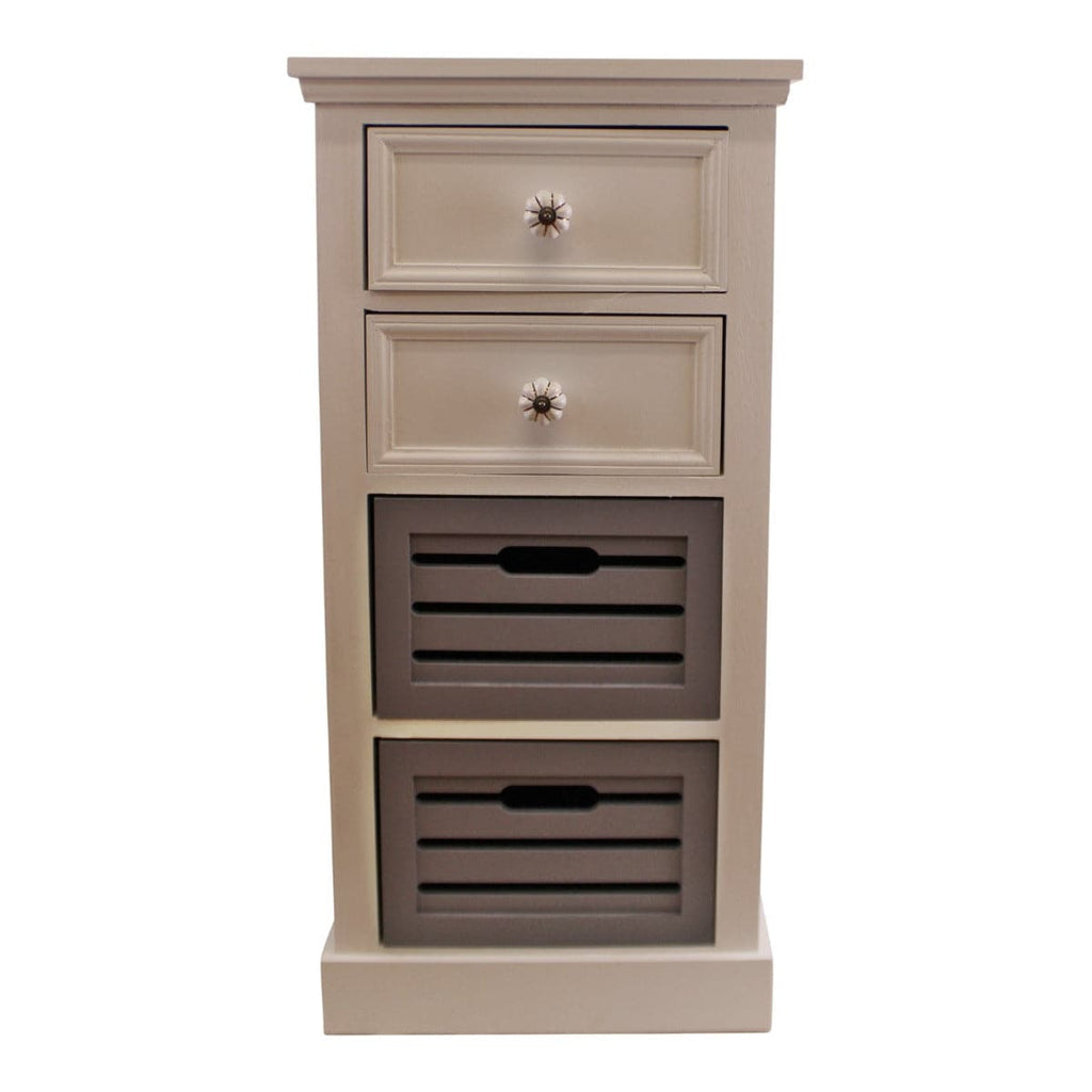 Contemporary Grey & White Chest Of Drawers, 4 Drawer Tallboy - Price Crash Furniture
