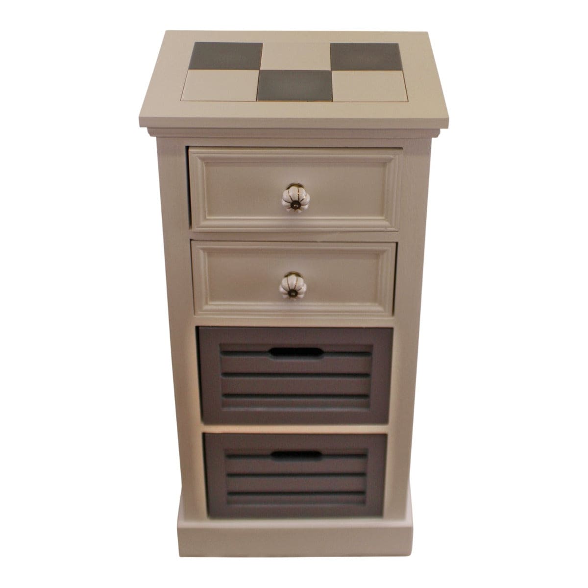 Contemporary Grey & White Chest Of Drawers, 4 Drawer Tallboy - Price Crash Furniture