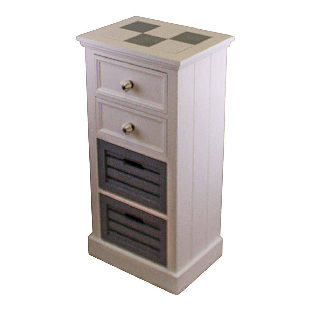 Contemporary Grey & White Chest Of Drawers, 4 Drawer Tallboy - Price Crash Furniture