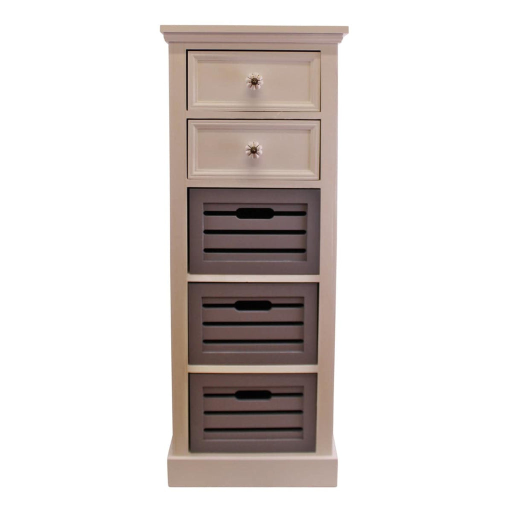 Contemporary Grey & White Chest Of Drawers, 5 Drawers - Price Crash Furniture