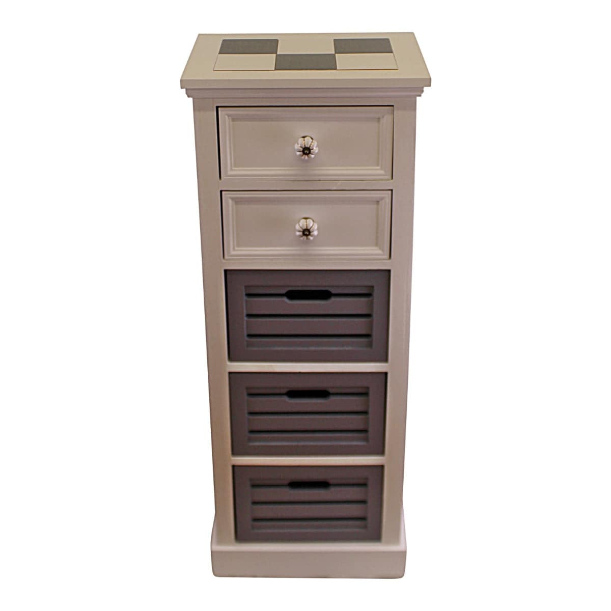 Contemporary Grey & White Chest Of Drawers, 5 Drawers - Price Crash Furniture